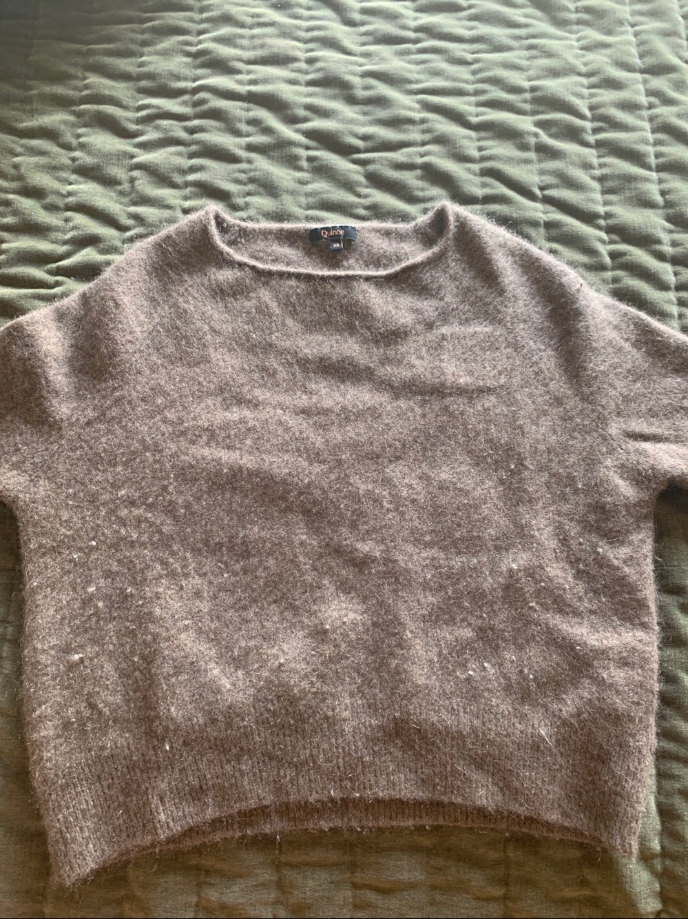 Quince Women's Taupe Sweater Plush Crew Neck